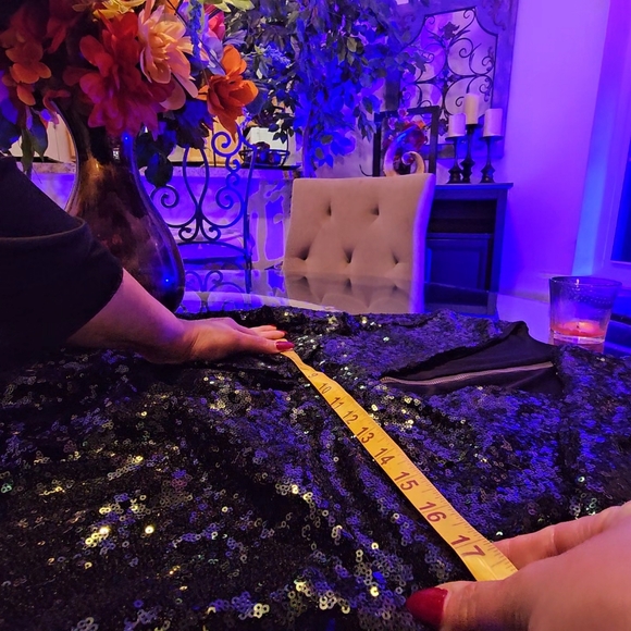 Green Sequin Glam Long Sleve Formal Short Dress with Gold Zipper Detail size M - Picture 16 of 16